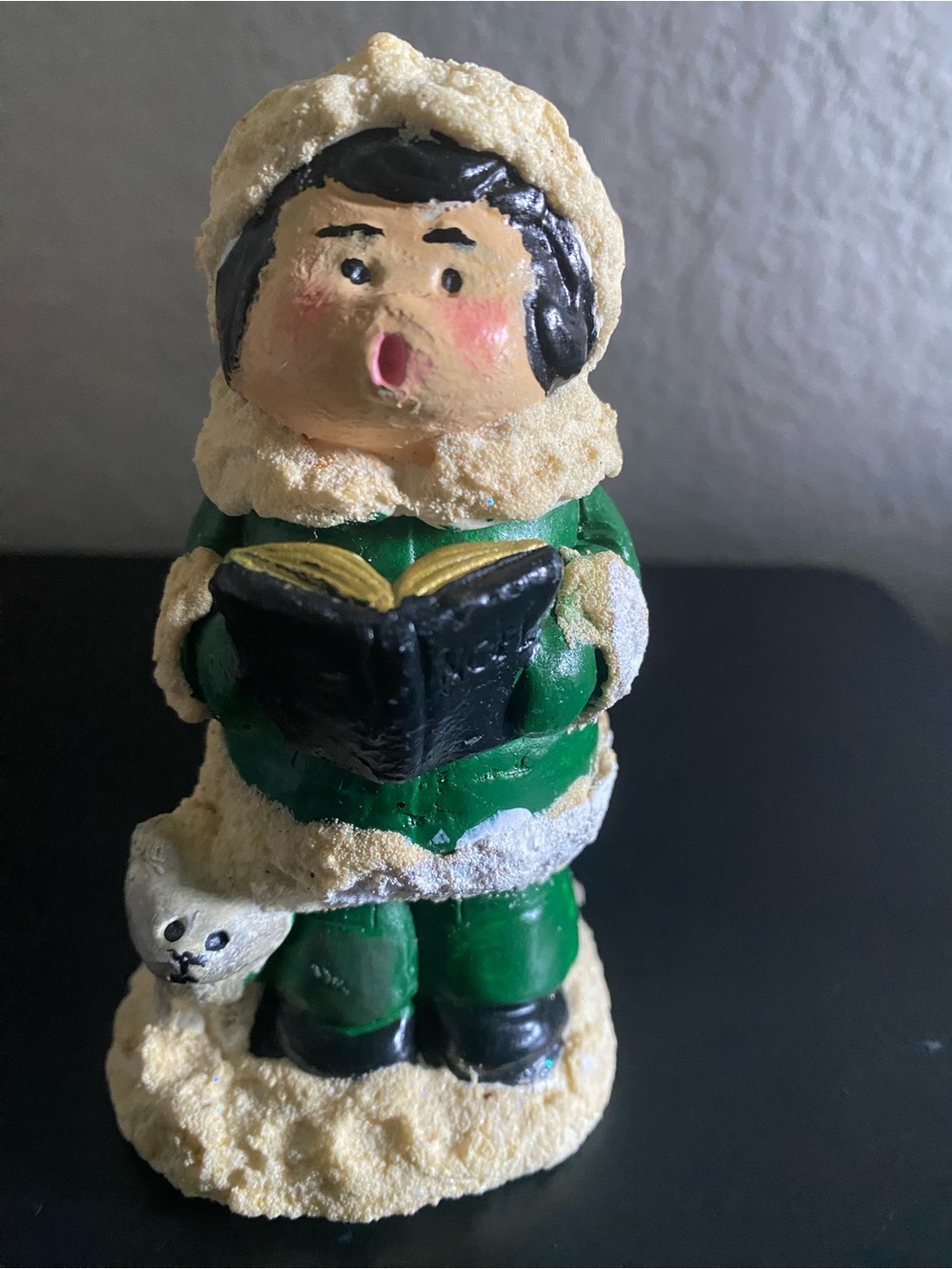 Vtg MCM Kitsch Japan Winter Inuit Girl Holiday Christmas Caroler Cat 5”Figurine